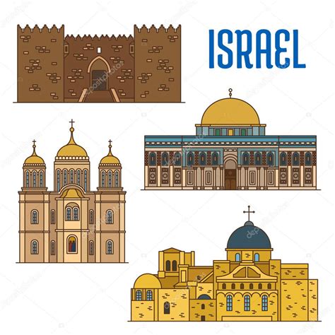 Israel architecture and famous buildings Stock Vector Image by ©Seamartini #126462922