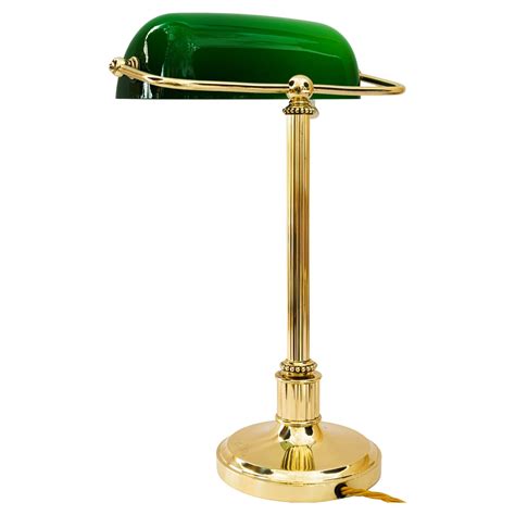 Art Deco Banker Table Lamp With Green Glass Shade Vienna Around 1920s