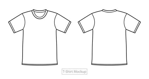 T Shirt Line Art Mock Up Male T Shirt Vector Template Front Back View