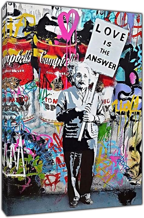 Banksy Impression Sur Toile Encadr E Love Is The Answer Einstein