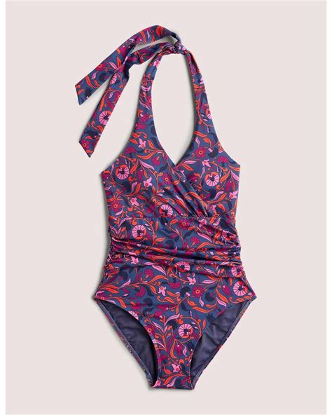 Boden Levanzo Ruched Halter Swimsuit Globe In Purple Lyst