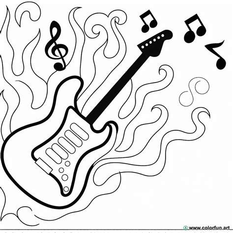 Coloriage D Une Guitare Lectrique En Flamme T L Charger Ou