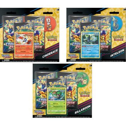 Pokémon TCG Zestaw 3x Crown Zenith Pin Collection Rillaboom Cinderace