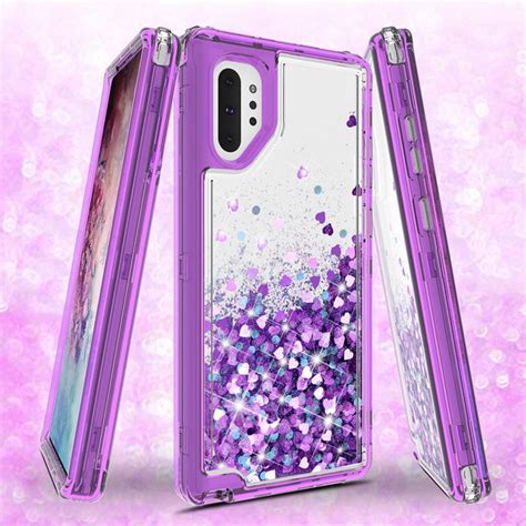 Samsung Galaxy Note 10 Plus Case Hard Clear Glitter Sparkle Flowing Li Spy Phone Cases And