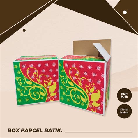 Jual Box Parcel Batik Len Hijau Merah Uk 29 X 24 X 30 Cm Kardus Box