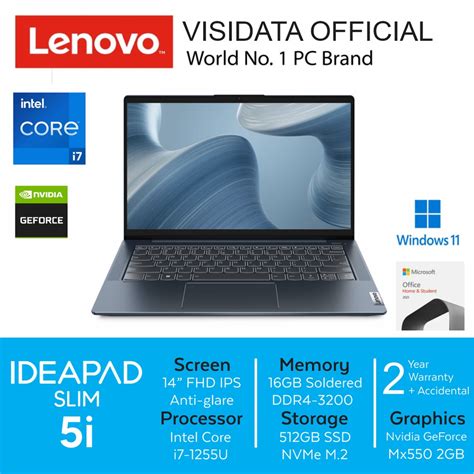 Jual Lenovo Ideapad Slim 5i Intel I7 1255U 16GB 512GB W11 14 MX550