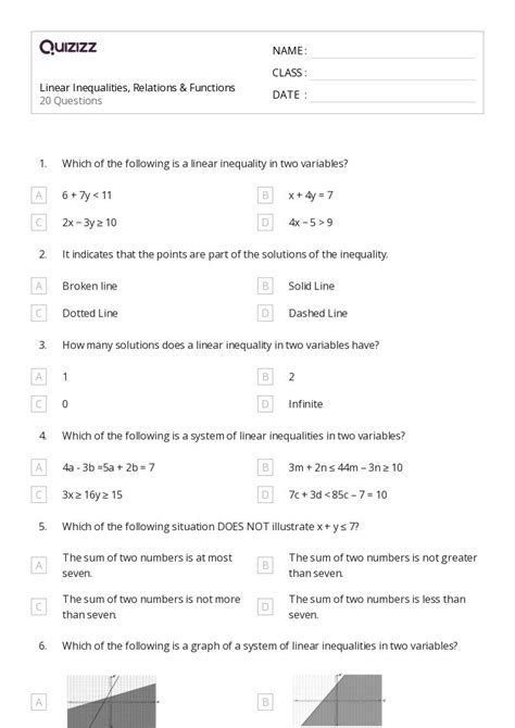 50 Two Variable Inequalities Worksheets For 8th Class On Quizizz Free And Printable