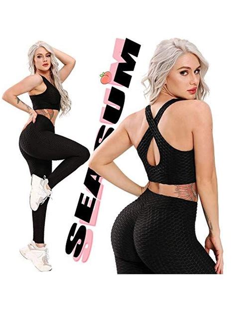 Buy Seasum Womens High Waist Yoga Pants Tummy Control Slimming Booty