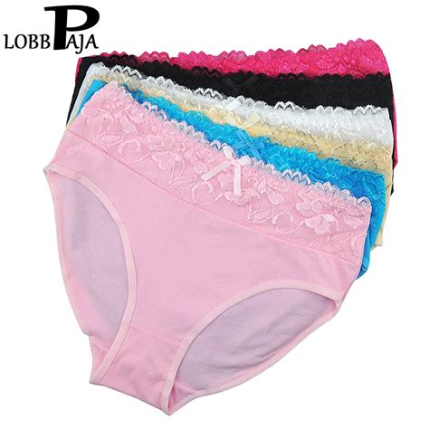 Lobbpaja Lot 6 Pcs Underwear Cotton High Waist Plus Size Briefs Panties