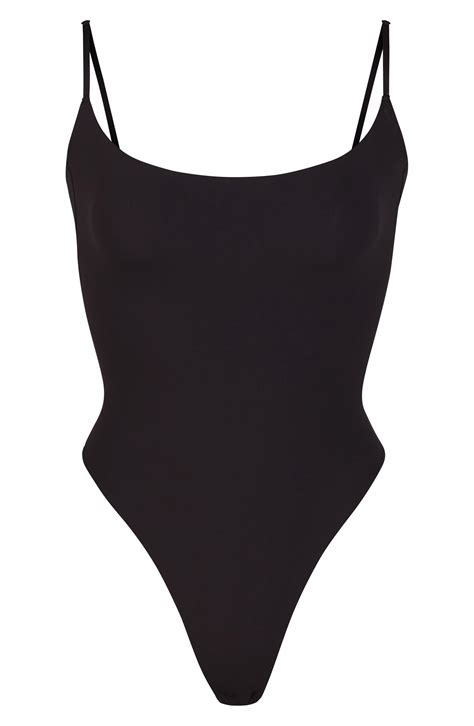 Skims Fits Everybody Cami Thong Bodysuit In Onyx At Nordstrom Rack In