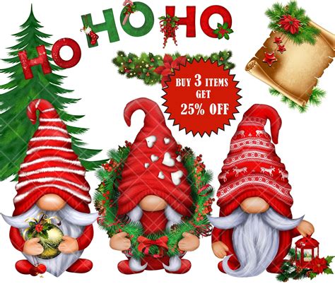 Christmas Gnomes PNG Clipart Gonk Digital Cute Gnome Red Etsy De