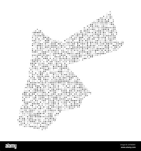 Abstract Dotted Black And White Halftone Effect Vector Map Of Jordan