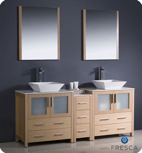 72" Modern Double Sink Bathroom Vanity Vessel Sinks with Color, Faucet ...