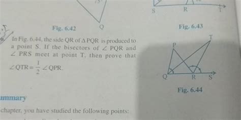 Fig Q Fig In Fig The Side Qr Of Pqr Is Produced To