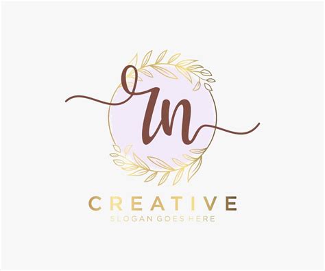 Initial RN Feminine Logo Usable For Nature Salon Spa Cosmetic And