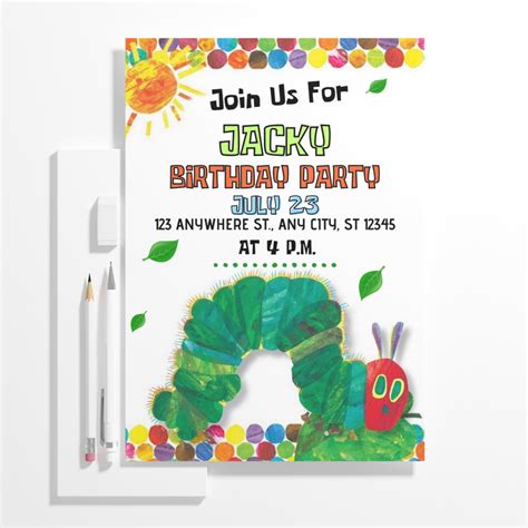 Editable Very Hungry Caterpillar Invitation Digital The Very Hungry