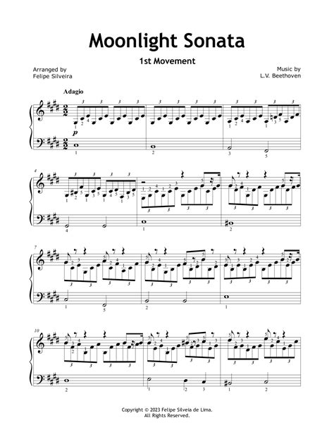 Moonlight Sonata Mov Beethoven Easy Basic Arr Felipe Silveira