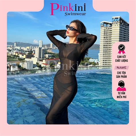 HCM PINKINI Áo Đầm Lưới Body Xuyên Thấu Mặc Cùng Bikini PK P