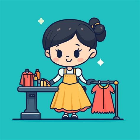 Cute Dressmaker Modifying Outfits Vector Premium Ai Generated Vector