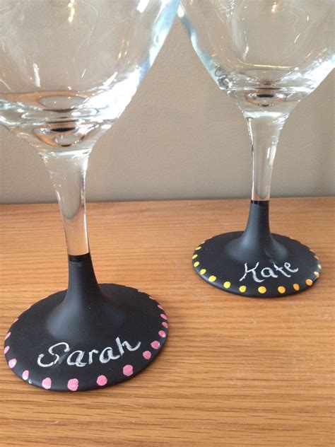 Chalkboard Painted Wine Glass Via Etsy Diy Wine Glasses Fun Wine Glasses Painted Wine Glass