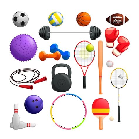 Premium Vector | Set of sports equipment and accessories for summer ...