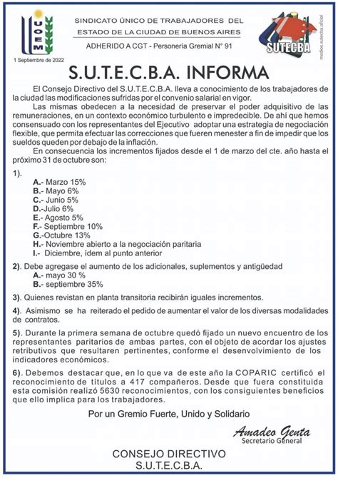 Nueva Negociación S U T E C B A Sindicato Único de Trabajadores