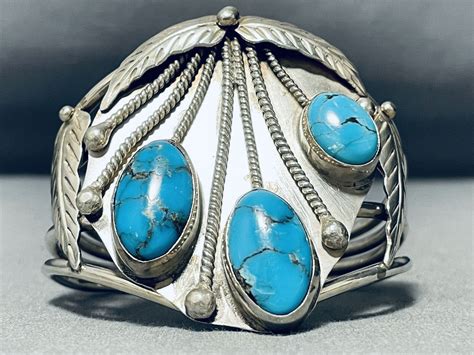 Harry Kee Vintage Navajo Blue Thunder Turquoise Sterl Gem