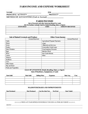 Farm Income And Expense Worksheet Fill Online Printable Fillable