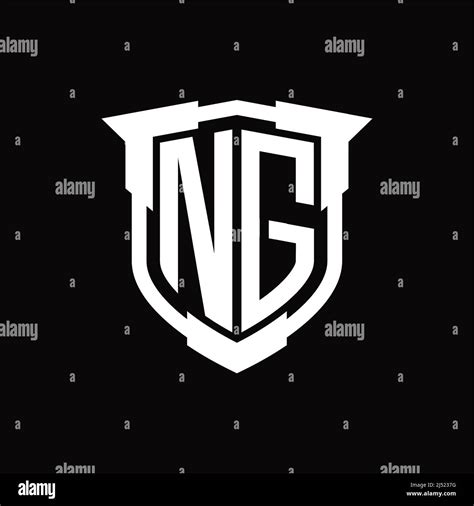 Ng Logo Monogram Letter With Shield Shape Design Template Stock Vector