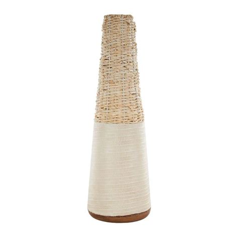 Litton Lane Light Brown Handmade Woven Rattan Geometric Decorative Vase