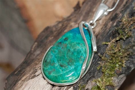 Chrysocolla Pendant Fitted In Sterling Silver Setting Chrysocolla