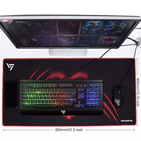 Victsing Larger Extended Gaming Mouse Pad With Stitched Edges