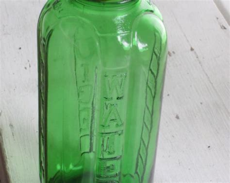 Vintage Green Glass Water Juice Bottle Etsy