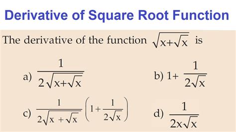 Derivative Of A Square Root Function Youtube