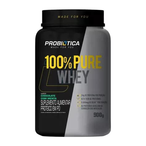 Suplemento Em Pó Probiótica 100 Pure Whey Proteínas 100 Pure Whey Sabor Chocolate E Mentol Em