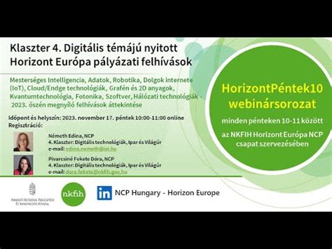 HorizontPéntek10 Klaszter 4 Digitális témájú nyitott Horizont Európa