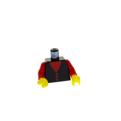 1 X Lego System Torso Oberkörper Figur Mann Classic Town Torso Schwarz 3 Knöpfe Rot Für But002