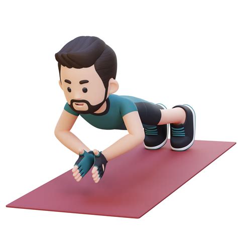 3d Sporty Male Character Performing Clap Push Up Exercise At Home Gym 26470118 Png