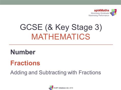 Apt4maths Powerpoint On Fractions Adding And Subtracting Fractions