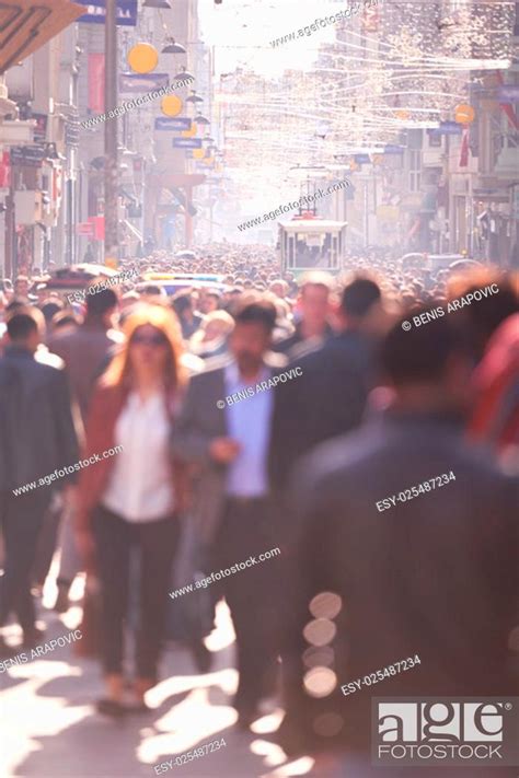 People Crowd Walking On Busy Street On Daytime Stock Photo Picture