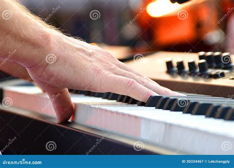 Black And White Piano Keys With Hand Stock Image Image Of Note