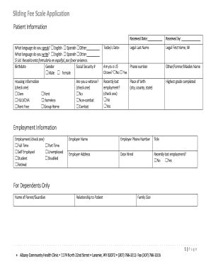 Fillable Online Sliding Fee Scale Application Uwyo Edu Fax Email