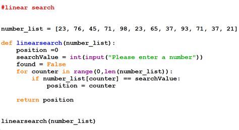 Linear Search Higher Computing Science