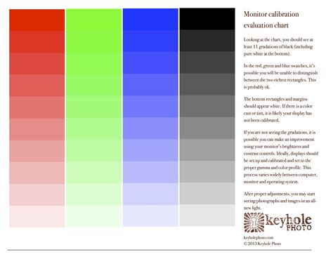 Monitor Color Calibration Chart Ponasa