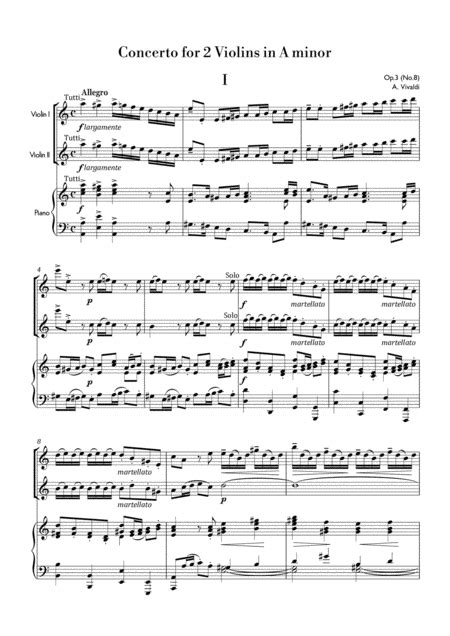 Vivaldi Concerto For 2 Violins In A Minor RV522 Arr MPS Sheet