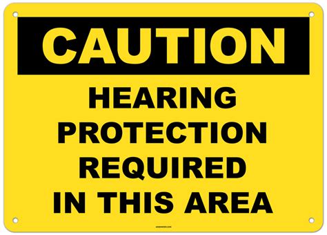 Caution Hearing Protection Required In This Area Sign 2