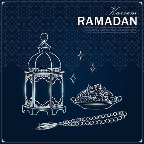 Premium Vector Ramadan Kareem Greeting Card With Hand Drawn Arabic