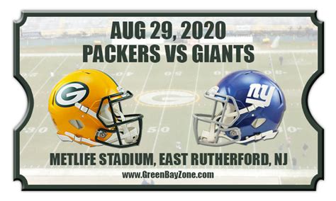 Green Bay Packers vs New York Giants Preseason Football Tickets | 08/29/20