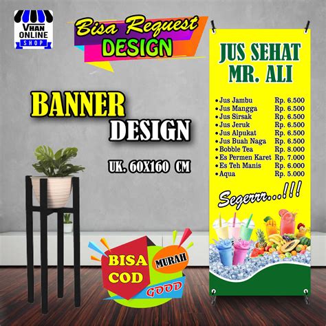 Spanduk Banner Jualan Jus Aneka Juice Buah Boba Berdiri Murah