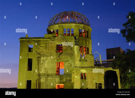 River Night Hiroshima Japan Ruins War Rubble Atomic Dome Hi Res Stock